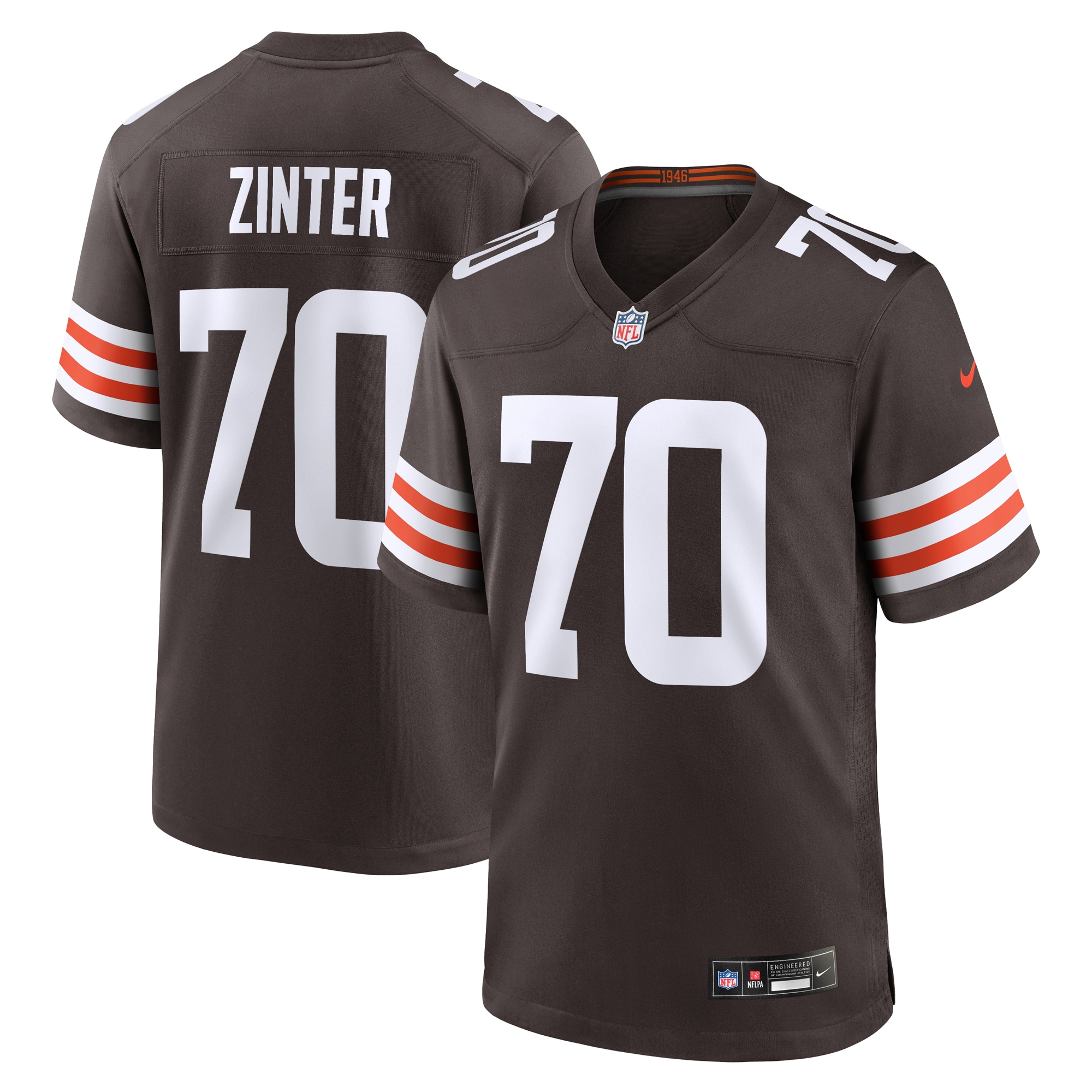 Men's Cleveland Browns Zak Zinter Brown Team Game Jersey JS1747 nicesnker