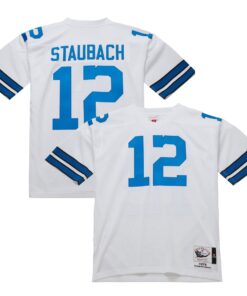 Men's Dallas Cowboys 1975 Roger Staubach Mitchell & Ness White Throwback Retired Player Jersey JS8108 nicesnker