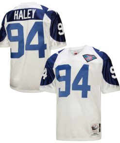 Men's Dallas Cowboys 1994 Charles Haley Mitchell & Ness White Throwback Retired Player Jersey JS9100 nicesnker