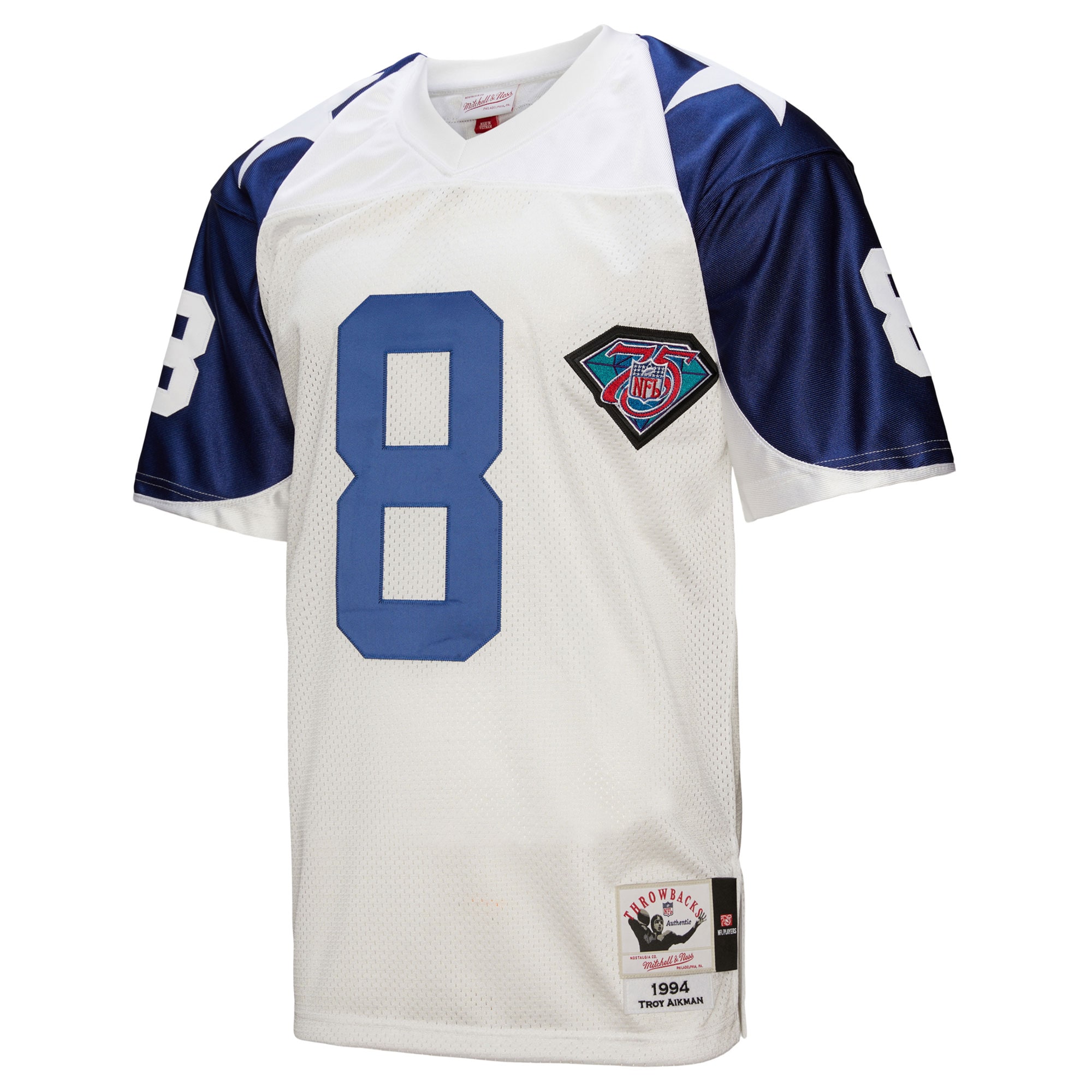 Men's Dallas Cowboys 1994 Troy Aikman Mitchell & Ness White Throwback Retired Player Jersey JS5875 nicesnker - Image 2