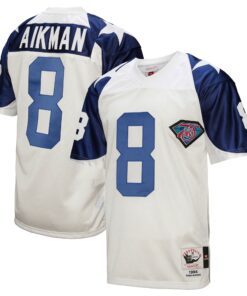 Men's Dallas Cowboys 1994 Troy Aikman Mitchell & Ness White Throwback Retired Player Jersey JS5875 nicesnker