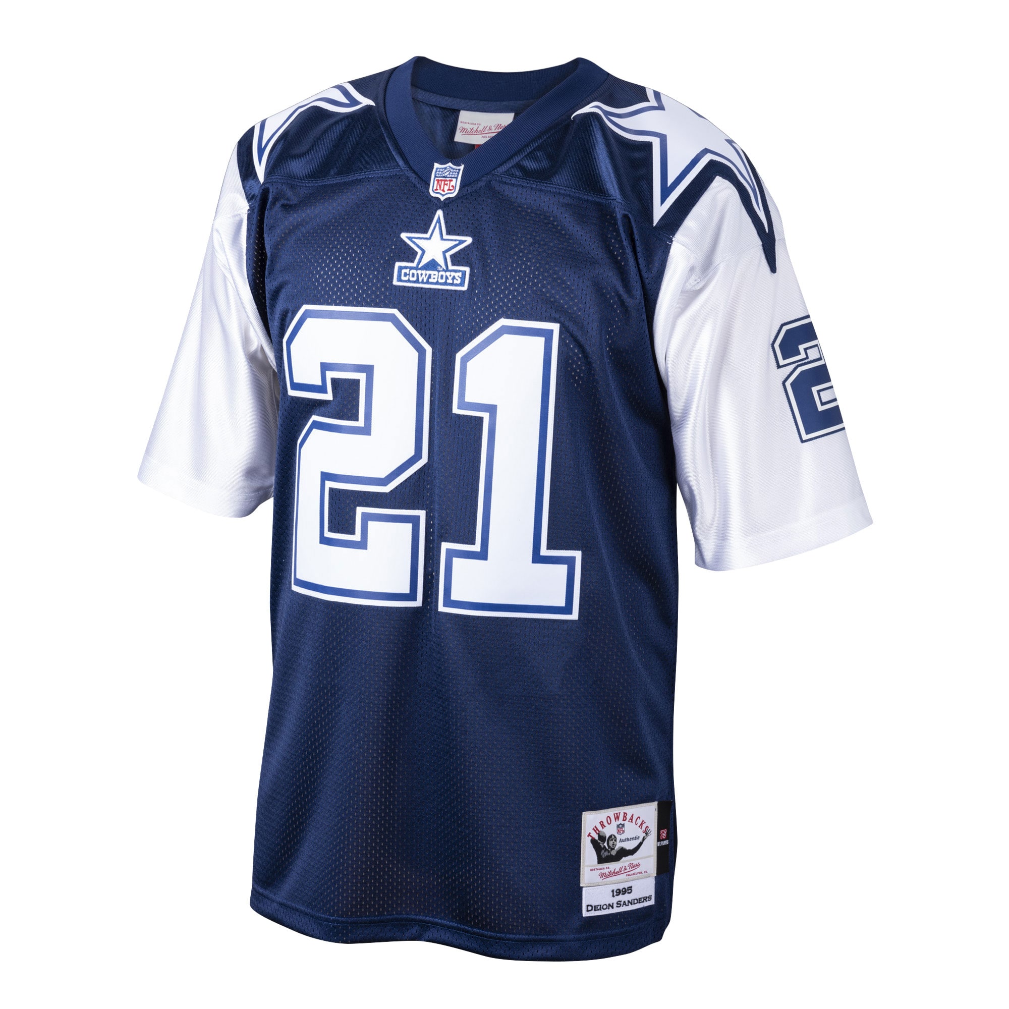 Men's Dallas Cowboys 1995 Deion Sanders Mitchell & Ness Navy Throwback Retired Player Jersey JS3073 nicesnker - Image 2
