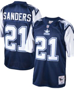 Men's Dallas Cowboys 1995 Deion Sanders Mitchell & Ness Navy Throwback Retired Player Jersey JS3073 nicesnker