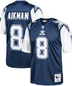 Men's Dallas Cowboys 1995 Troy Aikman Mitchell & Ness Navy Throwback Retired Player Jersey JS8285 nicesnker