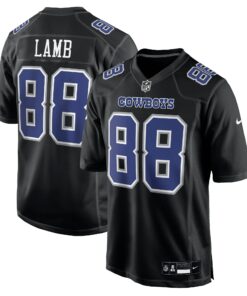 Men's Dallas Cowboys CeeDee Lamb Carbon Black Fashion Game Jersey JS4281 nicesnker