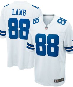 Men's Dallas Cowboys CeeDee Lamb White Game Team Jersey JS3350 nicesnker