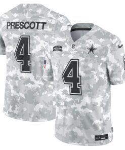 Men's Dallas Cowboys Dak Prescott Arctic Camo 2024 Salute to Service Limited Jersey JS1678 nicesnker