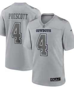 Men's Dallas Cowboys Dak Prescott Gray Atmosphere Fashion Game Jersey JS4831 nicesnker