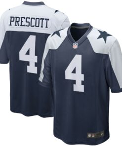 Men's Dallas Cowboys Dak Prescott Navy Alternate Game Team Jersey JS7754 nicesnker