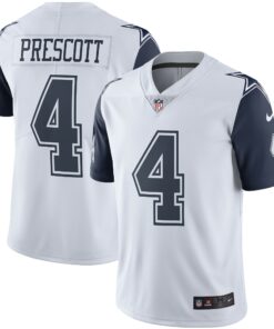 Men's Dallas Cowboys Dak Prescott White Color Rush Vapor Limited Jersey JS5834 nicesnker