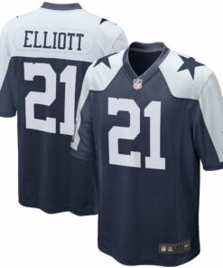 Men's Dallas Cowboys Ezekiel Elliott Navy Alternate Game Team Jersey JS1529 nicesnker
