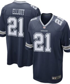 Men's Dallas Cowboys Ezekiel Elliott Navy Game Team Jersey JS3677 nicesnker