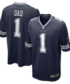 Men's Dallas Cowboys Number 1 Dad Navy Game Jersey JS3618 nicesnker