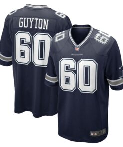Men's Dallas Cowboys Tyler Guyton Navy Player Game Jersey JS3492 nicesnker