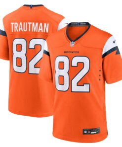 Men's Denver Broncos Adam Trautman Orange Team Game Jersey JS3644 nicesnker