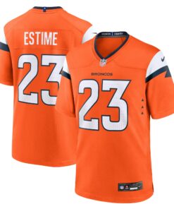 Men's Denver Broncos Audric Estime Orange Team Game Jersey JS9810 nicesnker