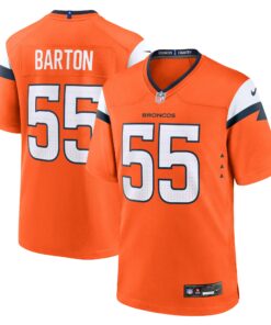 Men's Denver Broncos Cody Barton Orange Game Jersey JS3028 nicesnker