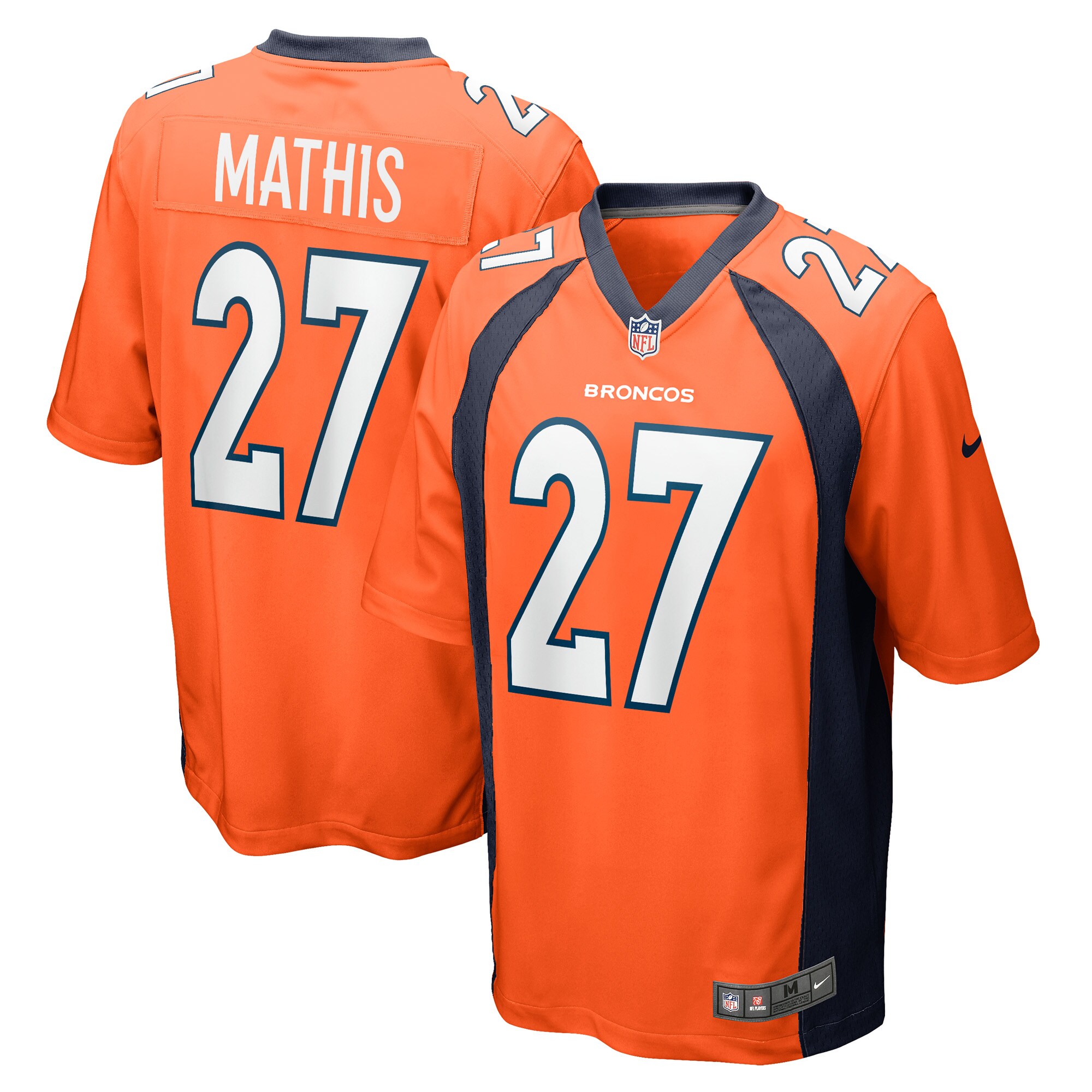 Men's Denver Broncos Damarri Mathis Orange Game Player Jersey JS8386 nicesnker