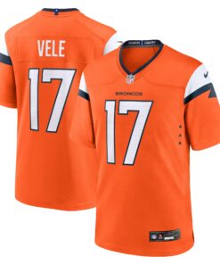 Men's Denver Broncos Devaughn Vele Orange Team Game Jersey JS2568 nicesnker
