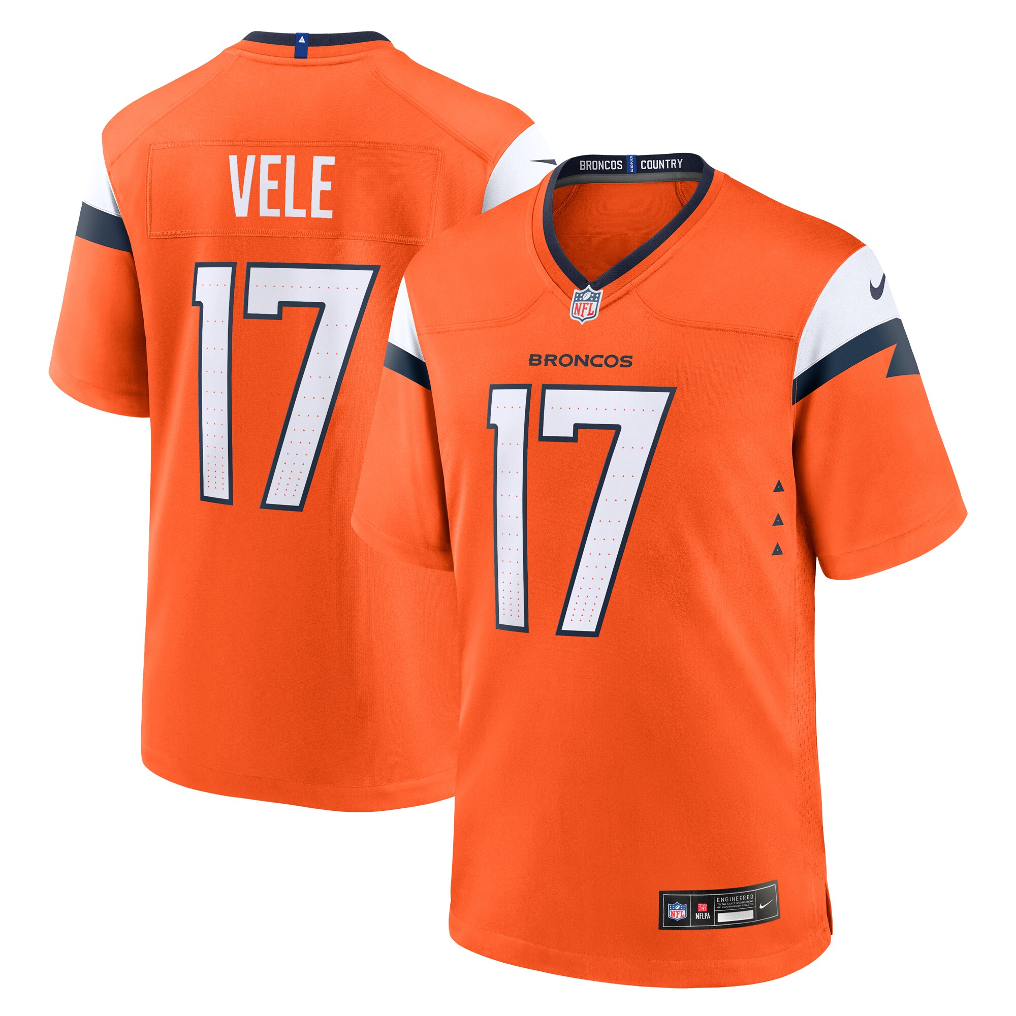 Men's Denver Broncos Devaughn Vele Orange Team Game Jersey JS2568 nicesnker