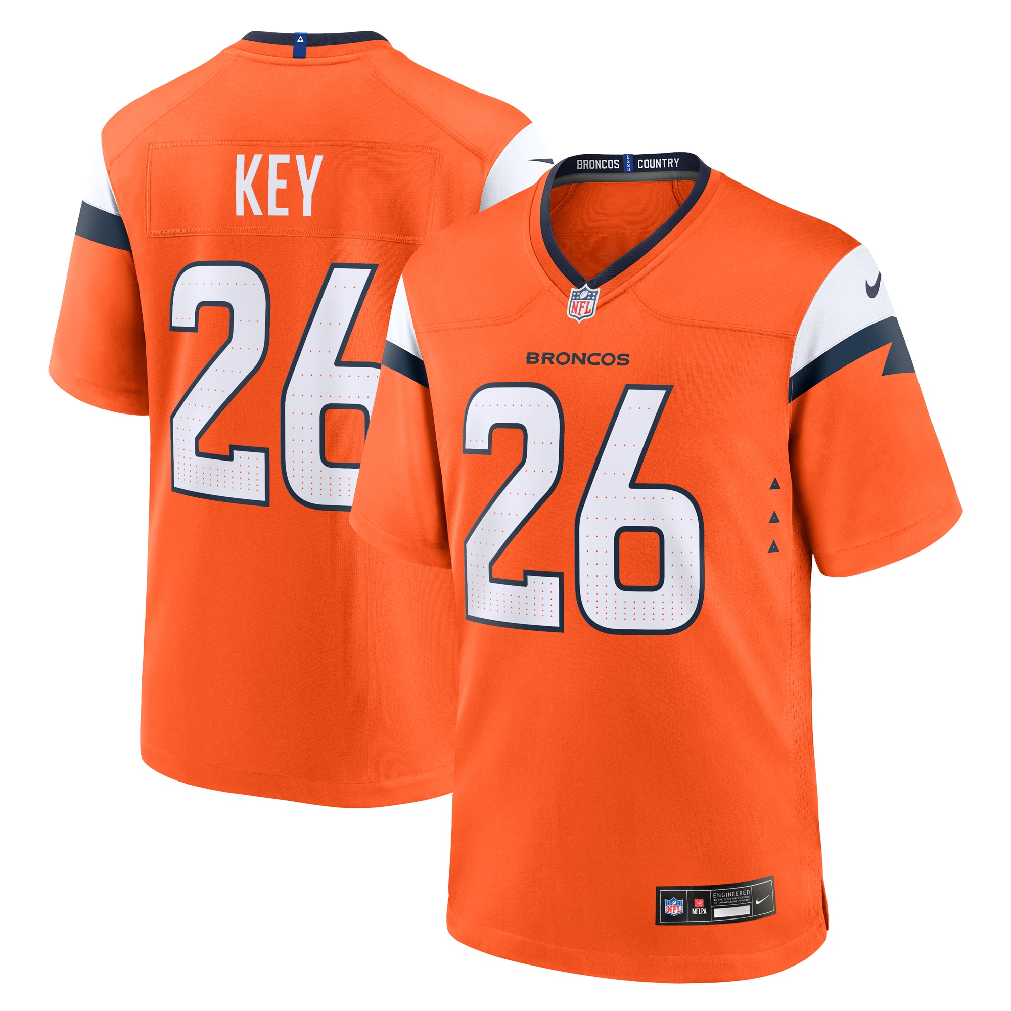 Men's Denver Broncos Devon Key Orange Team Game Jersey JS4949 nicesnker