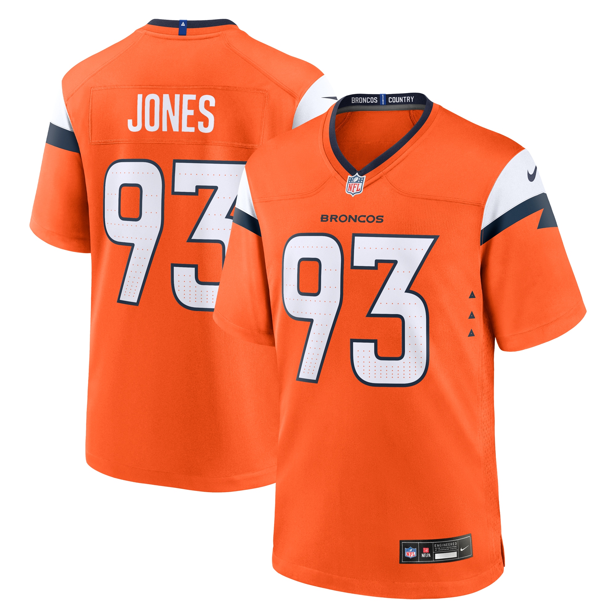 Men's Denver Broncos D.J. Jones Orange Team Game Jersey JS8105 nicesnker