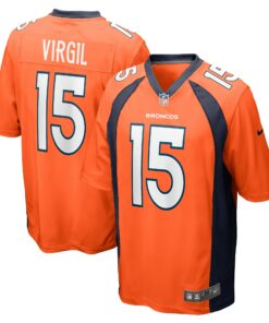 Men's Denver Broncos Jalen Virgil Orange Game Player Jersey JS4792 nicesnker