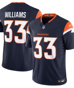 Men's Denver Broncos Javonte Williams Navy Mile High Collection Vapor F.U.S.E. Limited Jersey JS3130 nicesnker