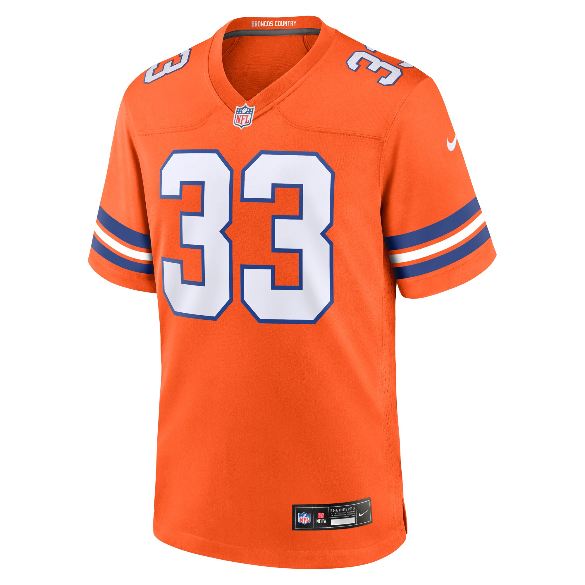 Men's Denver Broncos Javonte Williams Orange Mile High Collection 1977 Throwback Player Game Jersey JS1113 nicesnker - Image 2