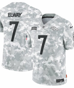 Men's Denver Broncos John Elway Arctic Camo 2024 Salute to Service Retired Player Limited Jersey JS6653 nicesnker