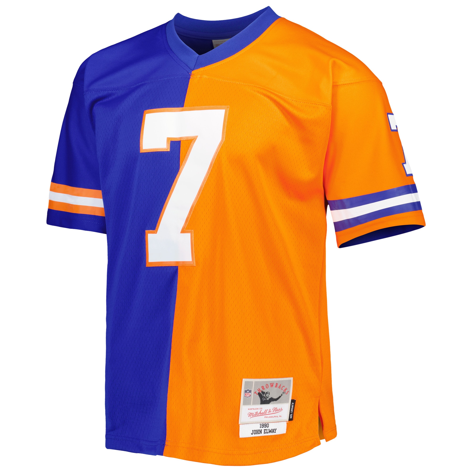 Men's Denver Broncos John Elway Mitchell & Ness Royal/Orange 1990 Split Legacy Jersey JS2806 nicesnker - Image 2