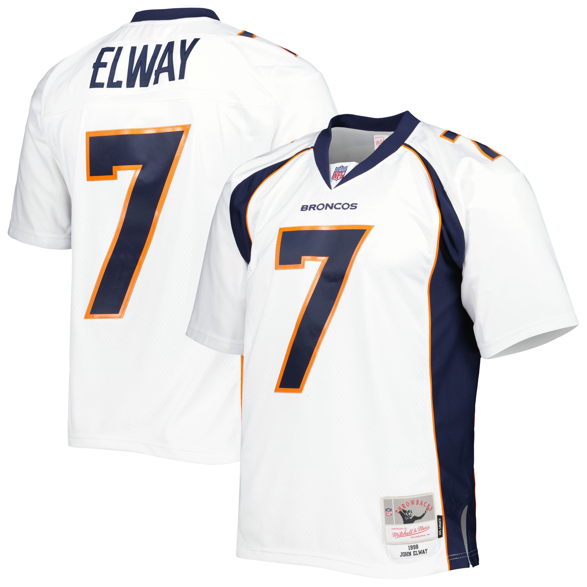 Men's Denver Broncos John Elway Mitchell & Ness White 1998 Legacy Jersey JS7840 nicesnker