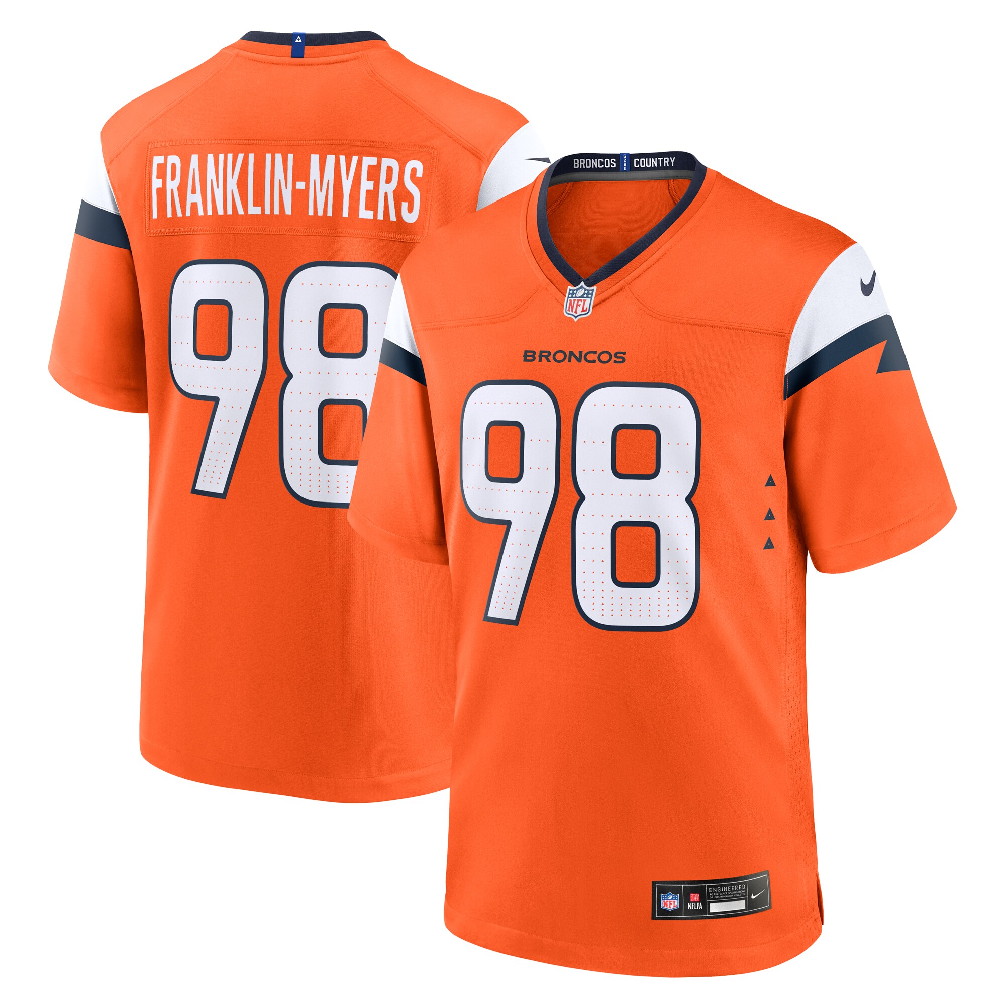 Men's Denver Broncos John Franklin-Myers Orange Team Game Jersey JS8222 nicesnker