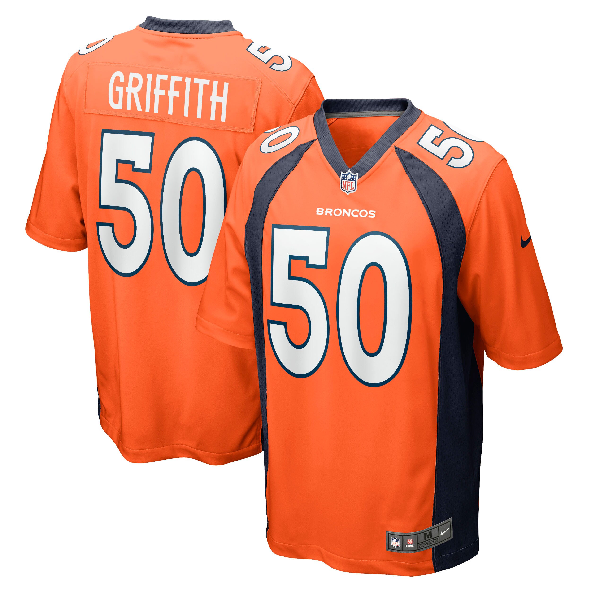 Men's Denver Broncos Jonas Griffith Orange Game Jersey JS6576 nicesnker