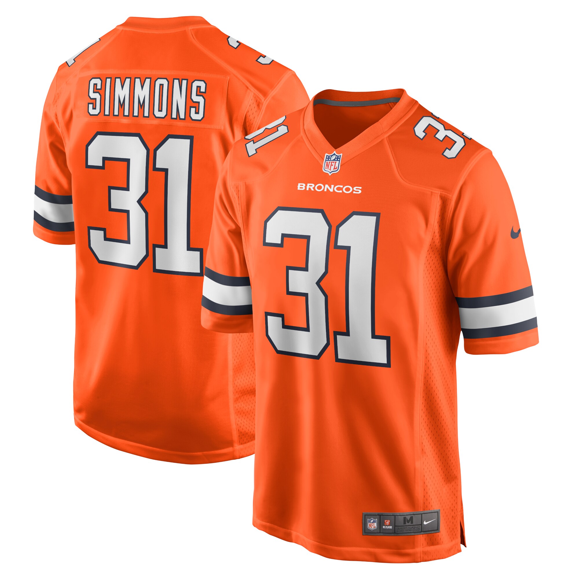 Men's Denver Broncos Justin Simmons Orange Alternate Game Jersey JS3589 nicesnker