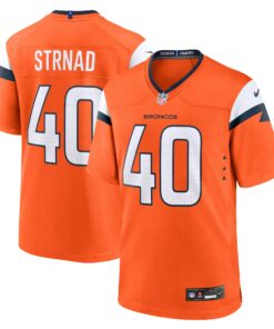 Men's Denver Broncos Justin Strnad Orange Team Game Jersey JS5746 nicesnker