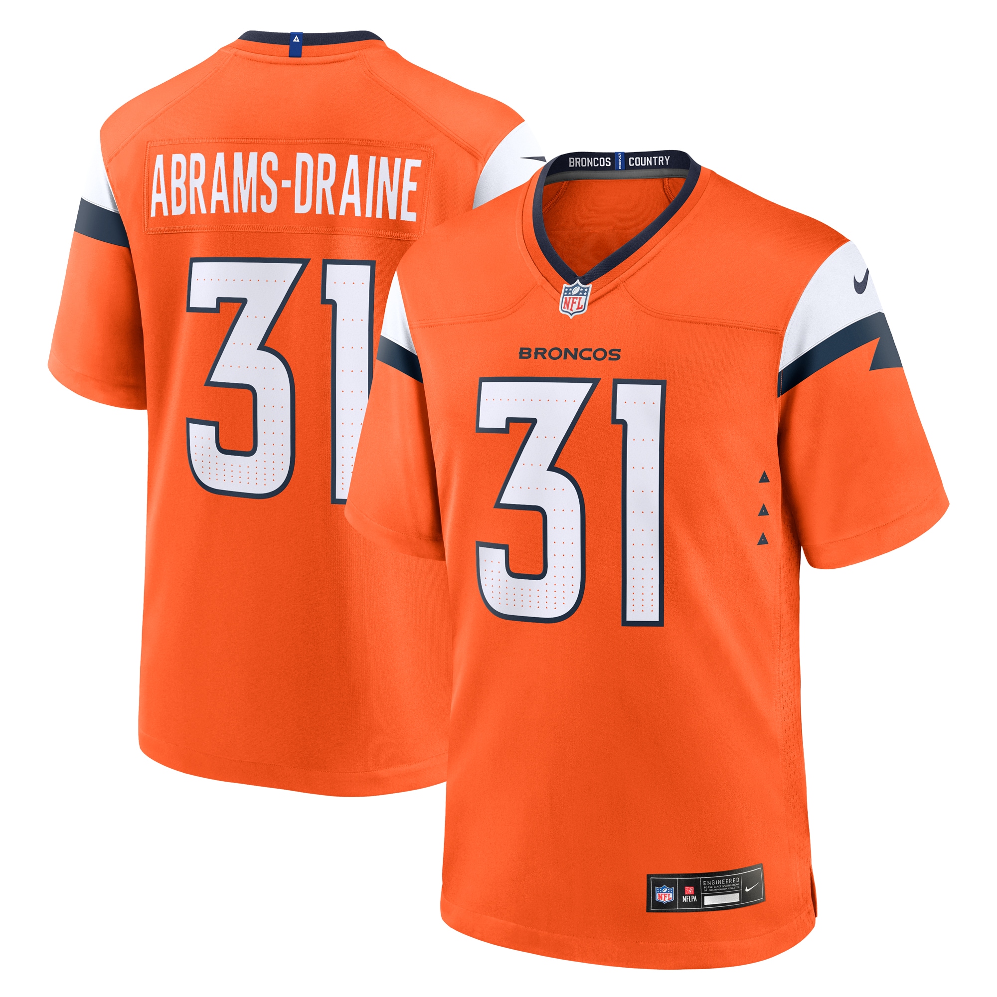 Men's Denver Broncos Kris Abrams-Draine Orange Team Game Jersey JS9278 nicesnker