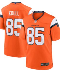 Men's Denver Broncos Lucas Krull Orange Team Game Jersey JS9863 nicesnker