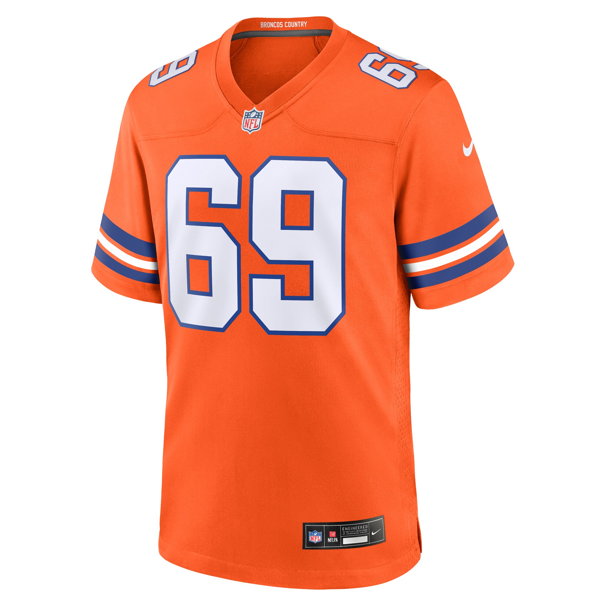 Men's Denver Broncos Mark Schlereth Orange Mile High Collection 1977 Throwback Retired Player Game Jersey JS9093 nicesnker - Image 2
