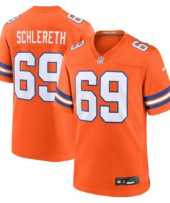 Men's Denver Broncos Mark Schlereth Orange Mile High Collection 1977 Throwback Retired Player Game Jersey JS9093 nicesnker