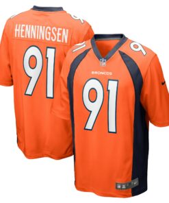 Men's Denver Broncos Matt Henningsen Orange Game Player Jersey JS8190 nicesnker