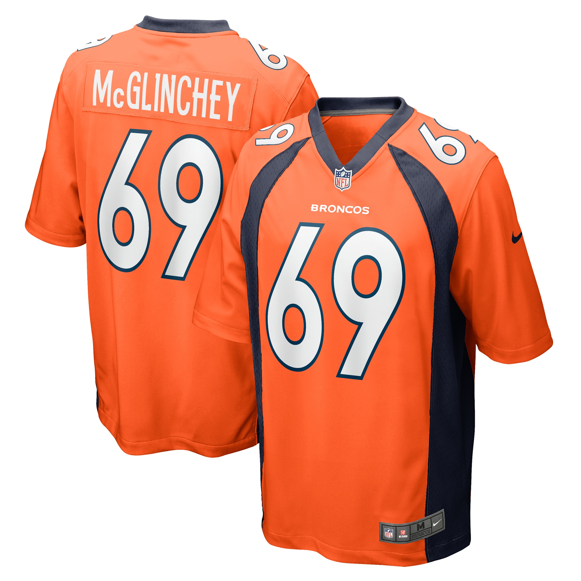 Men's Denver Broncos Mike McGlinchey Orange Game Player Jersey JS7883 nicesnker