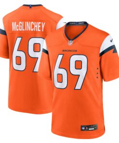 Men's Denver Broncos Mike McGlinchey Orange Team Game Jersey JS3698 nicesnker