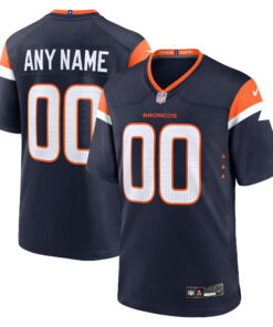 Men's Denver Broncos Navy Alternate Mile High Collection Custom Game Jersey JS9128 nicesnker