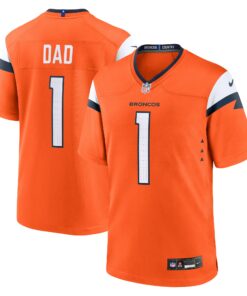 Men's Denver Broncos Orange #1 Dad Game Jersey JS2317 nicesnker