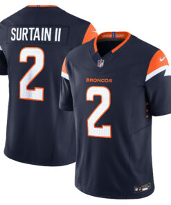 Men's Denver Broncos Patrick Surtain II Navy Mile High Collection Vapor F.U.S.E. Limited Jersey JS3177 nicesnker