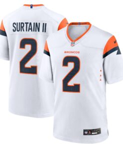 Men's Denver Broncos Patrick Surtain II White Mile High Collection Game Jersey JS9276 nicesnker