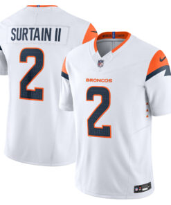 Men's Denver Broncos Patrick Surtain II White Mile High Collection Vapor F.U.S.E. Limited Jersey JS2549 nicesnker