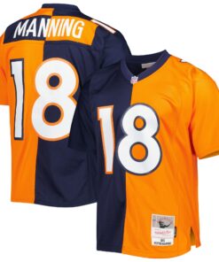Men's Denver Broncos Peyton Manning Mitchell & Ness Navy/Orange 2015 Split Legacy Jersey JS2647 nicesnker