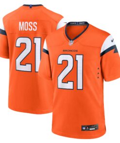 Men's Denver Broncos Riley Moss Orange Team Game Jersey JS2148 nicesnker